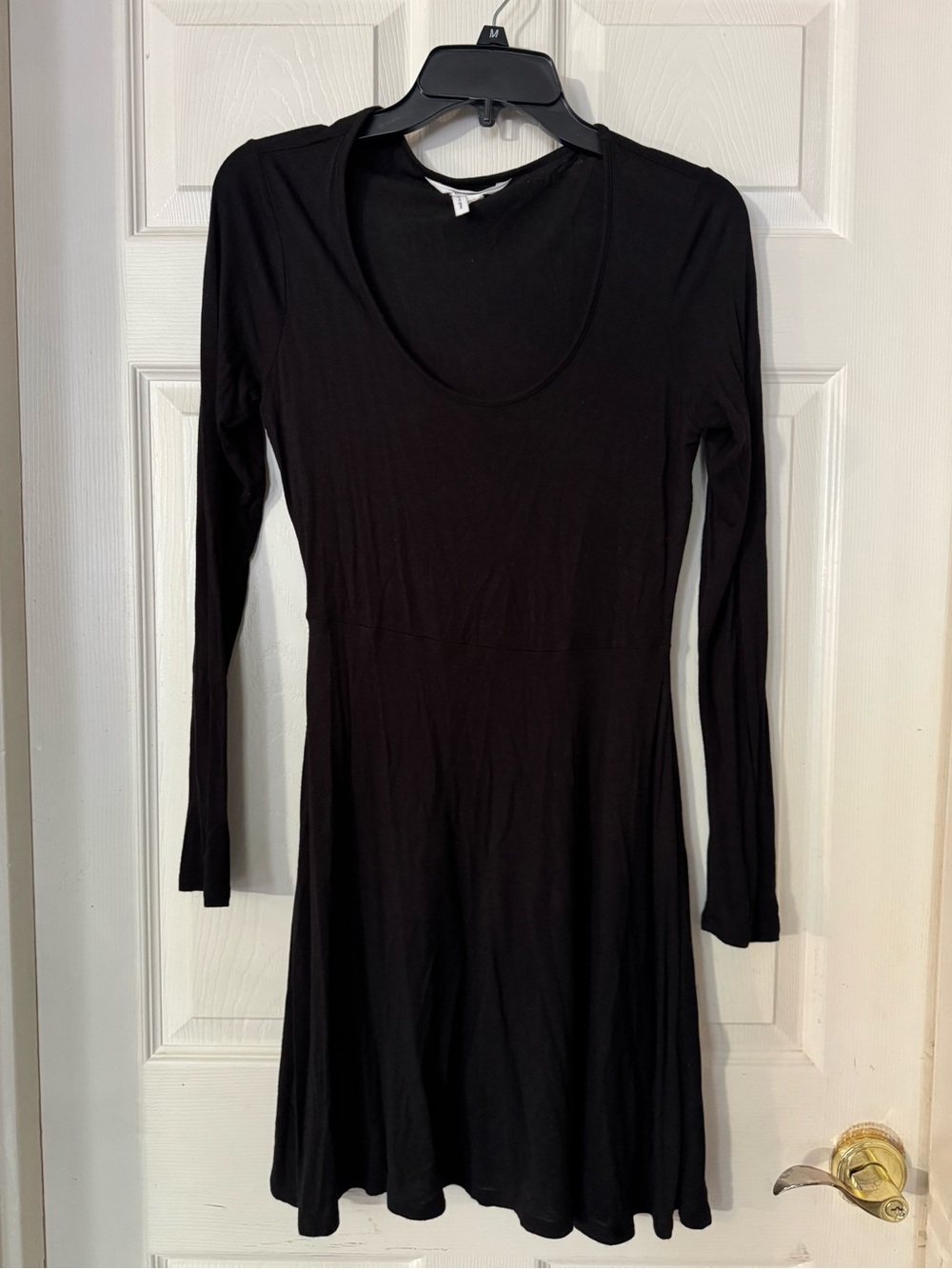 Black Long-Sleeve Scoop Neck Dress